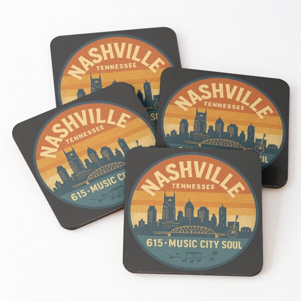 Item preview, Nashville, Tennessee – 615 Music City Soul Retro Skyline Shirt designed and sold by Laughprints.