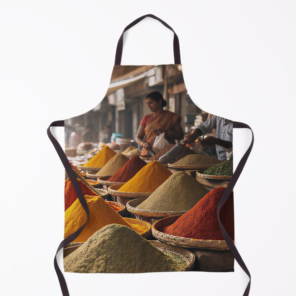Item preview, Vendors At A Busy Indian Spice Market Display Colorful Spices In Baskets Outdoor Stalls designed and sold by AuroraPublishing.