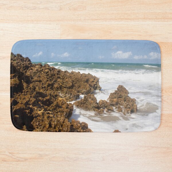 Item preview, turbulent waves crashing against the rocks on the beach 2 designed and sold by felipequeiroz.