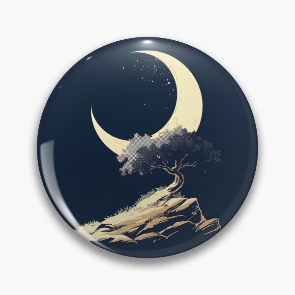 Item preview, Minimal Crescent Moon and Lone Tree Silhouette – Elegant Modern Vector Design designed and sold by Windy-market.