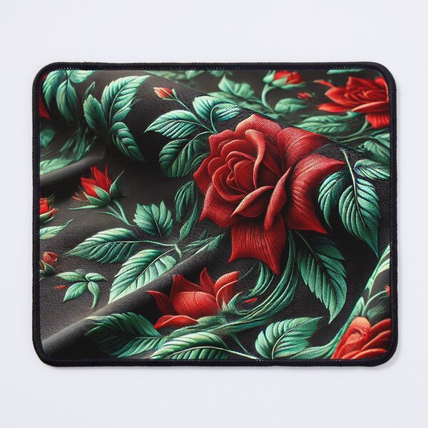 Item preview, Scarlet Roses on Black Satin – Nocturnal Floral Elegance designed and sold by Tommandjerry.