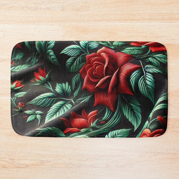 Item preview, Scarlet Roses on Black Satin – Nocturnal Floral Elegance designed and sold by Tommandjerry.