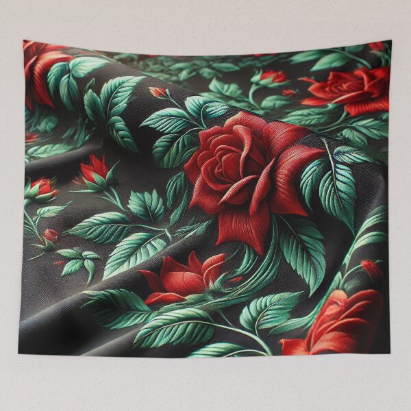 Item preview, Scarlet Roses on Black Satin – Nocturnal Floral Elegance designed and sold by Tommandjerry.