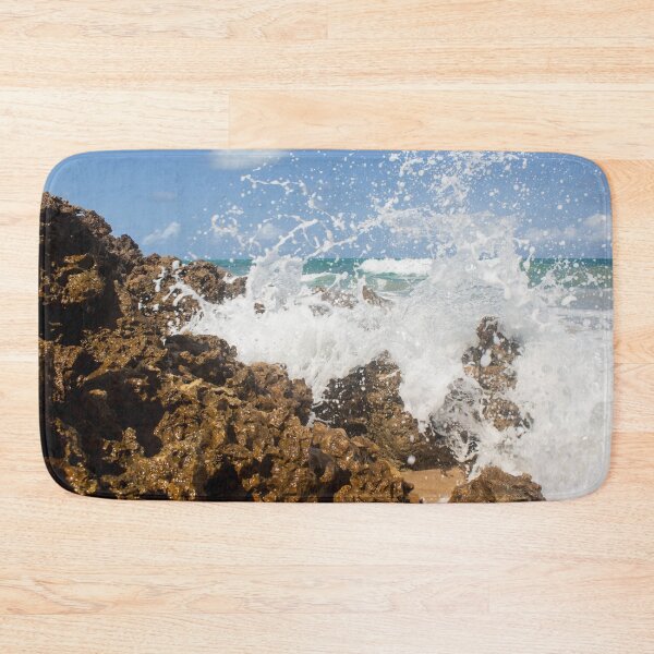Item preview, turbulent waves crashing against the rocks on the beach 3 designed and sold by felipequeiroz.