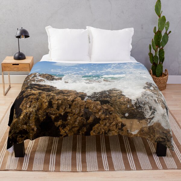 Item preview, turbulent waves crashing against the rocks on the beach 3 designed and sold by felipequeiroz.