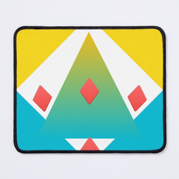 Item preview, Vibrant Yellow-Green-Blue Gradient Triangle Abstract Art with Red Diamond Accents - Modern Geometric Print designed and sold by Faali950.
