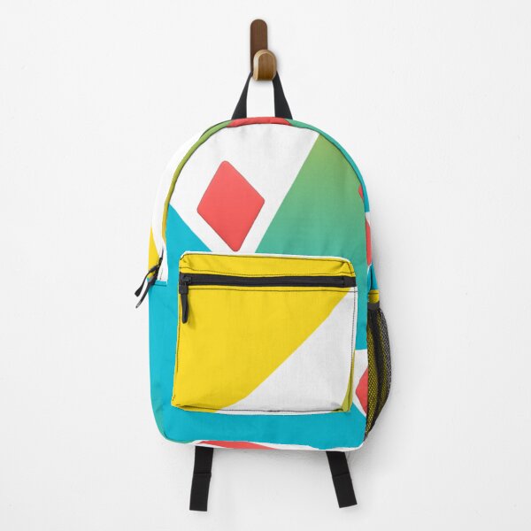 Item preview, Vibrant Yellow-Green-Blue Gradient Triangle Abstract Art with Red Diamond Accents - Modern Geometric Print designed and sold by Faali950.