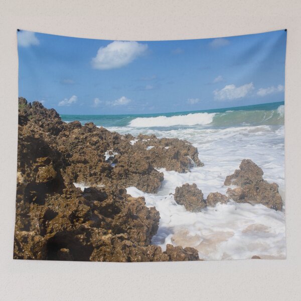 Item preview, turbulent waves crashing against the rocks on the beach 5 designed and sold by felipequeiroz.