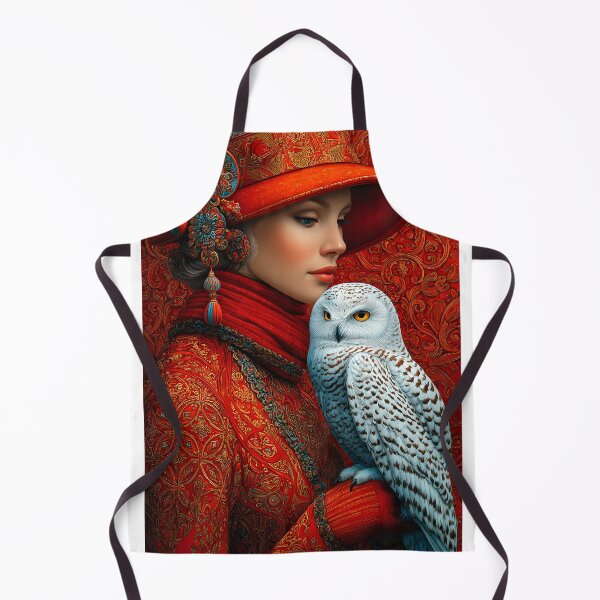 Item preview, Enchanting Woman in Red with a Snowy Owl Companion designed and sold by Artessie.