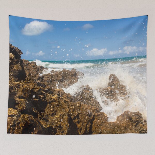 Item preview, turbulent waves crashing against the rocks on the beach 6 designed and sold by felipequeiroz.
