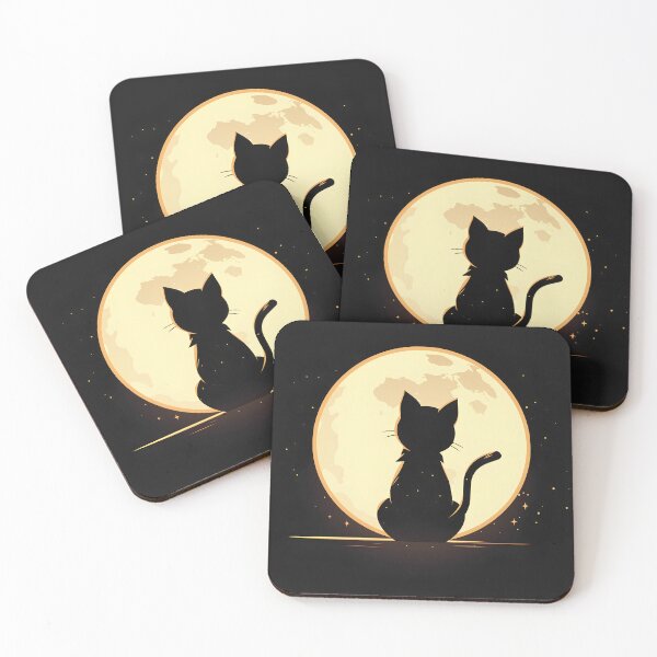 Item preview, Minimal Cat and Moon Silhouette – Elegant Modern Vector Design designed and sold by Windy-market.