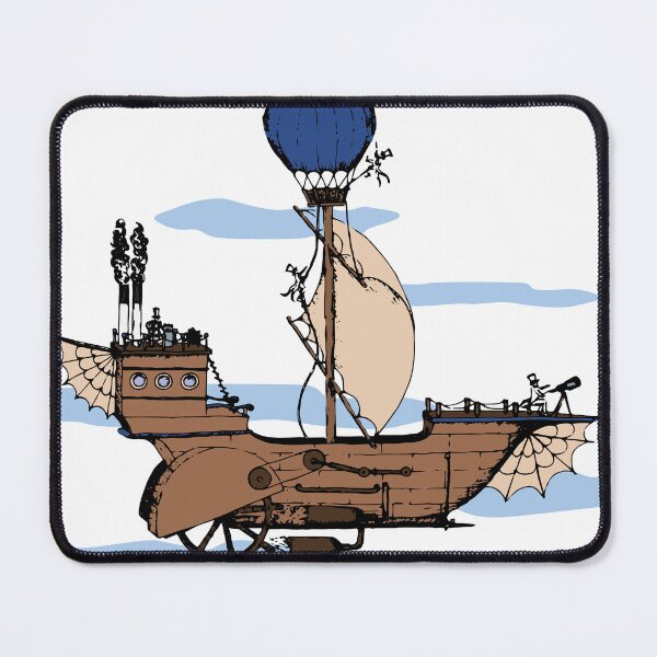 Item preview, "Adventure above the clouds" – Steampunk airship illustration (color version) designed and sold by VJG ILLUSTRATION.