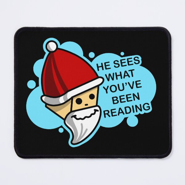 Item preview, Funny Santa Head He Sees What You’ve Been Reading designed and sold by Urszula Żydek.
