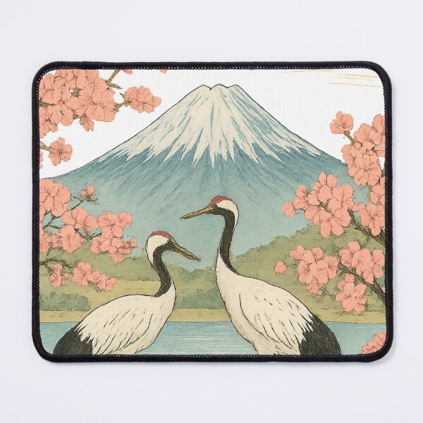 Item preview, Japanese Spring Landscape — Mount Fuji, Cherry Blossoms and Cranes designed and sold by PabDam.