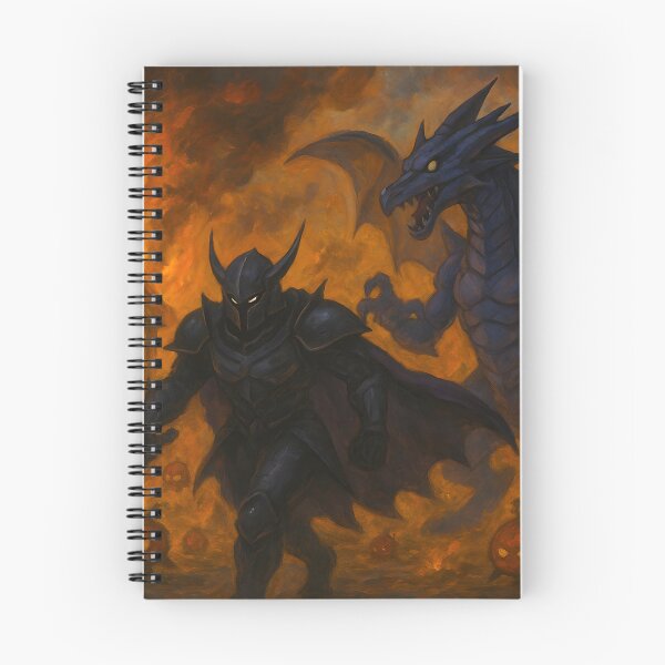 Item preview, Epic Dark Knight Facing Blue Dragon in Burning Village designed and sold by PandaTShirtShop.