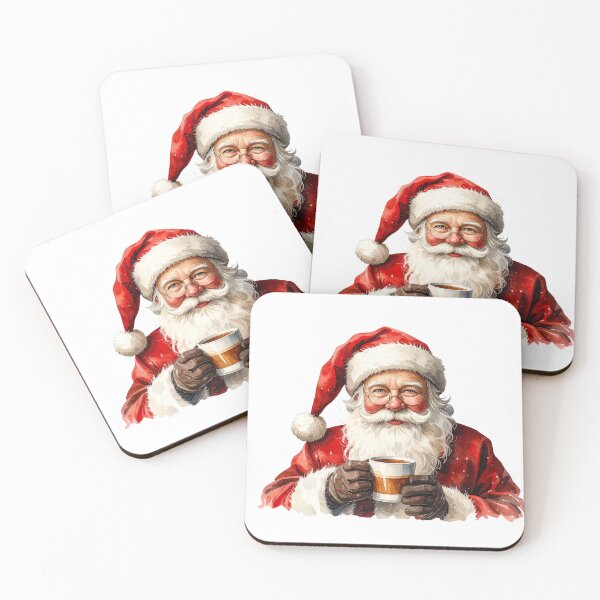 Item preview, Watercolor Santa with Coffee – Cozy Christmas Art designed and sold by Litely.