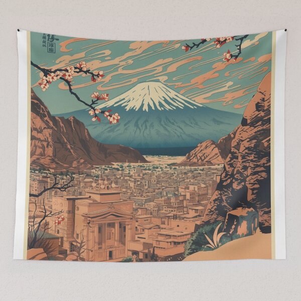 Item preview, Petra and Mount Fuji – Japanese Ukiyo-e Woodblock Landscape designed and sold by Vandy Fullam.