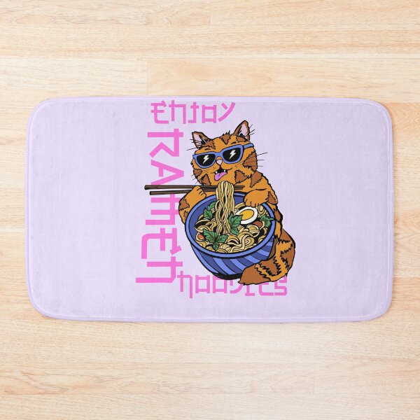 Artikelvorschau, Ramen-Nudel-Katze mit japanisch stilisierter Typografie entworfen und verkauft von MinkkiDraws.