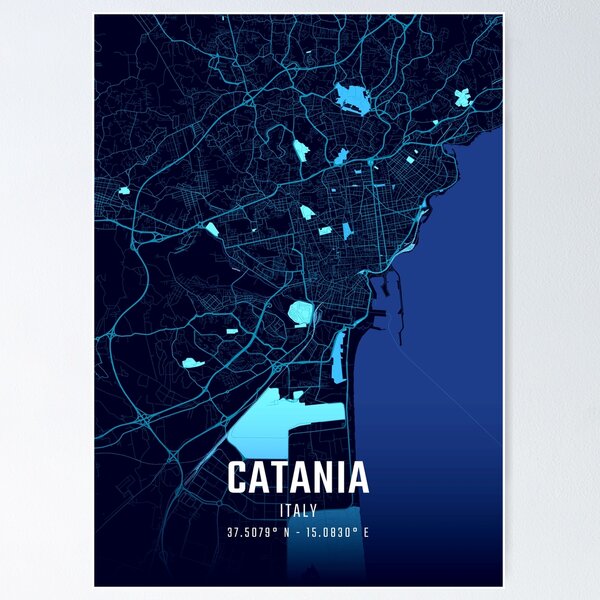 Item preview, Catania Midnight City Map designed and sold by HomeLivingCo.