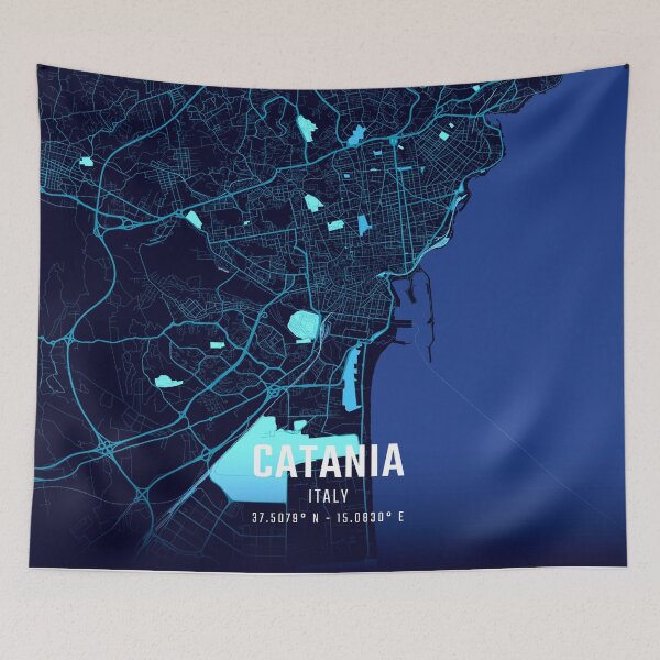 Item preview, Catania Midnight City Map designed and sold by HomeLivingCo.