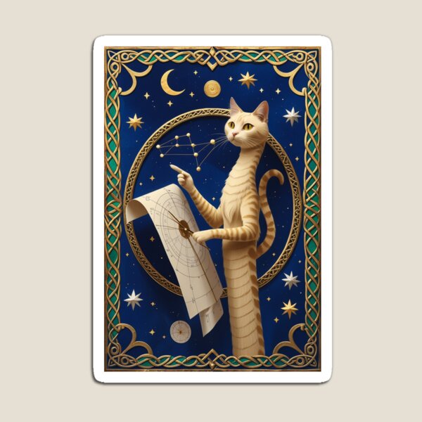 Item preview, Cream Cat Astrolabe Medieval Astronomy Art designed and sold by PictorialWhimsy.