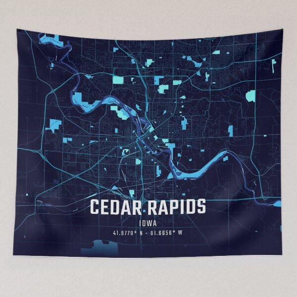 Item preview, Cedar Rapids Midnight City Map designed and sold by HomeLivingCo.