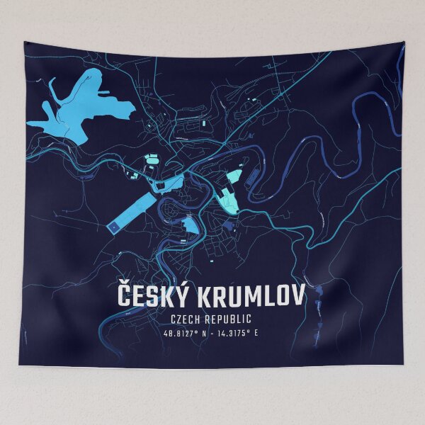 Item preview, Český Krumlov Midnight City Map designed and sold by HomeLivingCo.