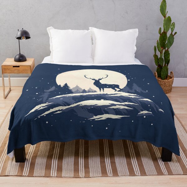 Item preview, Minimal Deer Under Full Moon – Elegant Winter Night Silhouette Design designed and sold by Windy-market.