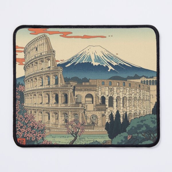 Item preview, Roman Colosseum and Mount Fuji – Japanese Ukiyo-e Woodblock Landscape designed and sold by Vandy Fullam.