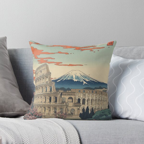 Item preview, Roman Colosseum and Mount Fuji – Japanese Ukiyo-e Woodblock Landscape designed and sold by Vandy Fullam.