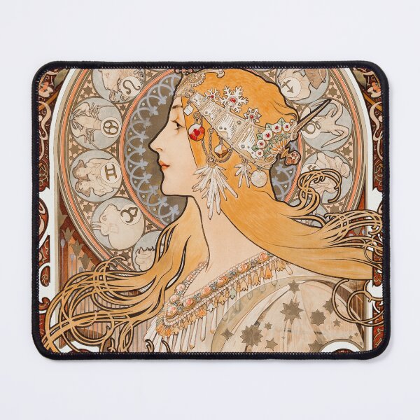 Item preview, La Plume Art Nouveau Woman | Vintage Mucha Inspired Illustration | Elegant Bohemian Aesthetic Design for Stickers, T-Shirts & Phone Cases designed and sold by meliodaria.