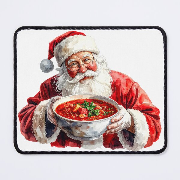 Item preview, Watercolor Santa with Borscht – Festive Christmas Art designed and sold by Litely.