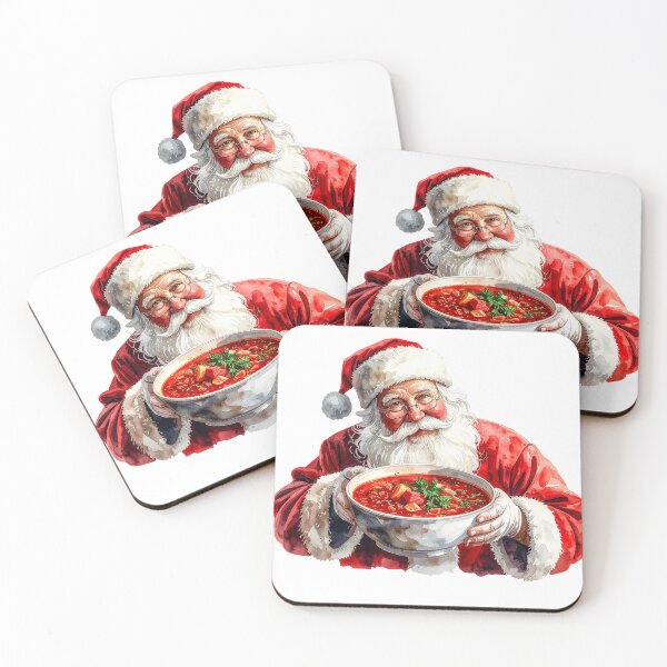 Item preview, Watercolor Santa with Borscht – Festive Christmas Art designed and sold by Litely.
