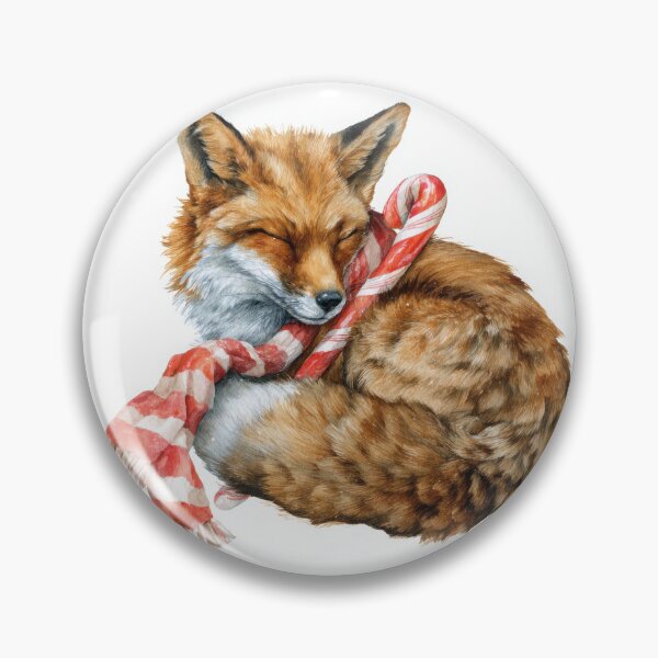 Item preview, Watercolor Fox Wearing Red and White Striped Scarf – Cozy Winter Animal Illustration designed and sold by ThaiArtShop.