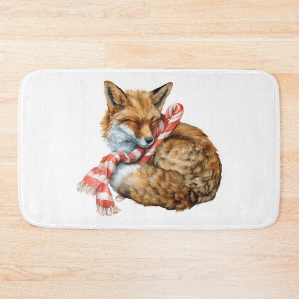 Item preview, Watercolor Fox Wearing Red and White Striped Scarf – Cozy Winter Animal Illustration designed and sold by ThaiArtShop.