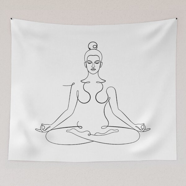 Item preview, Aesthetic Lotus Pose – Padmasana – One Line Drawing designed and sold by altandesign.