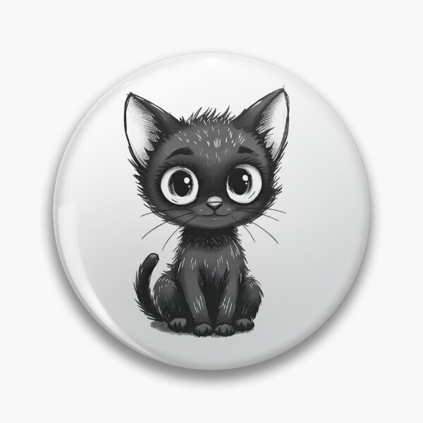 Item preview, Lindo gato negro de ojos grandes – Adorable gatito de dibujos animados designed and sold by TESHYS.