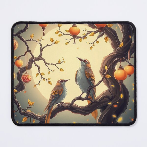 Item preview, Moonlit Songbirds – Fantasy Birds Under Lantern Trees designed and sold by ajengsusan.