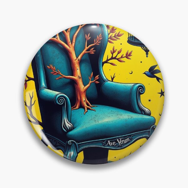 Aperçu de l'œuvre Fauteuil bibliothèque dans un ciel géométrique créée et vendue par PictorialWhimsy.