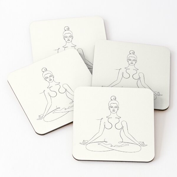 Item preview, White Aesthetic Lotus Pose – Padmasana – One Line Drawing designed and sold by altandesign.