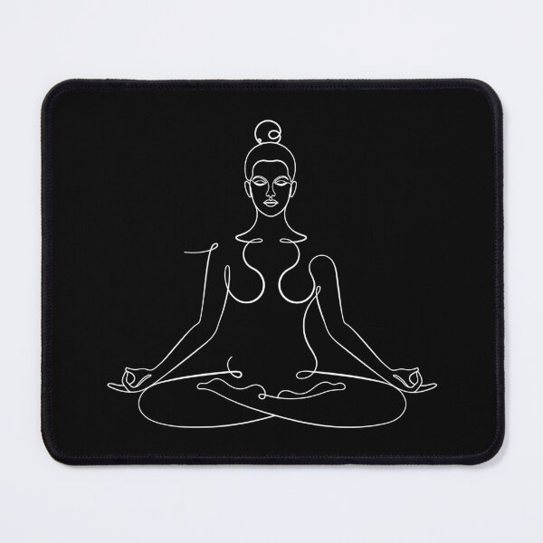 Item preview, White Aesthetic Lotus Pose – Padmasana – One Line Drawing designed and sold by altandesign.