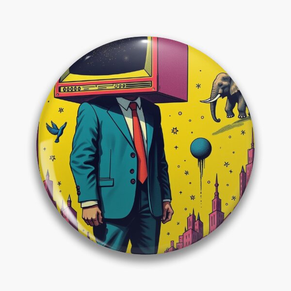 Item preview, TV Head Businessperson in Surreal Landscape designed and sold by PictorialWhimsy.