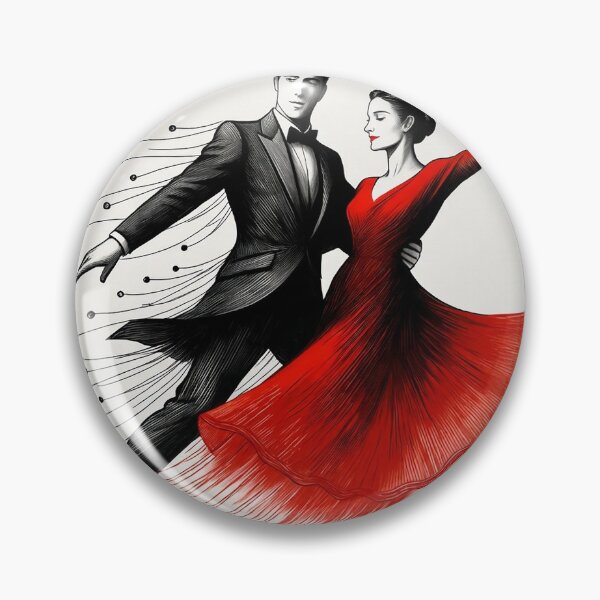 Item preview, Salsa in Motion – Minimalist Line Art of Dancing Couple with Red Dress designed and sold by Luna Studios.