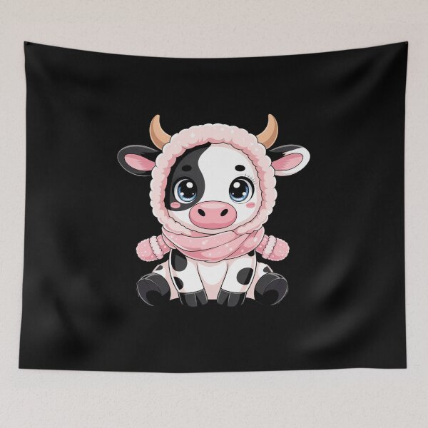 Item preview, Winter Cozy Cow | Cute Kawaii Chibi Cow in Scarf and Mittens designed and sold by ColorSplash123.