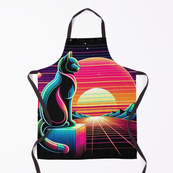 Item preview, Retro Futuristic Cat in Neon Dreamscape designed and sold by Dogandesighn.