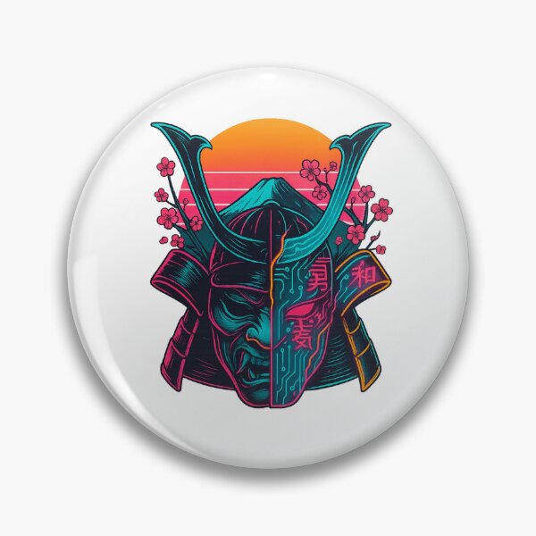 Item preview, Neo-Kintsugi Samurai — Neon Cyber Kabuto. designed and sold by PabDam.