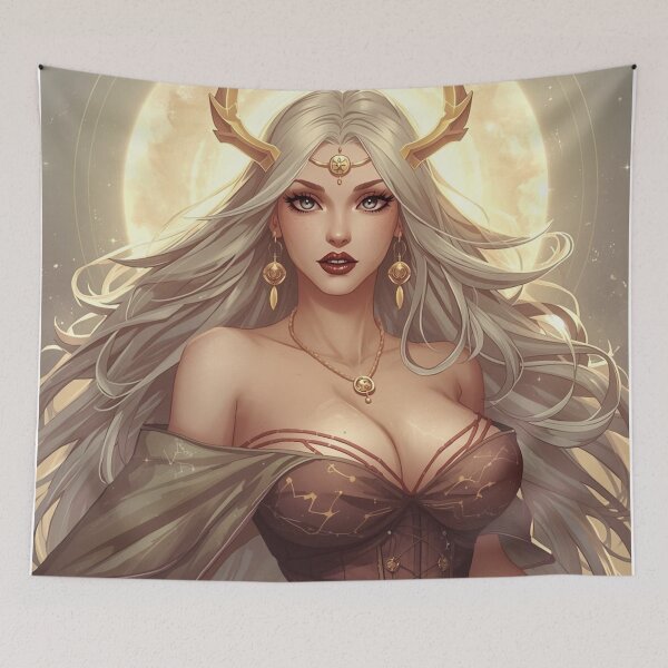 Item preview, Celestial Goddess – Fantasy Cottagecore Enchantress with Flowing Hair and Starlit Grace designed and sold by MissSaylor.