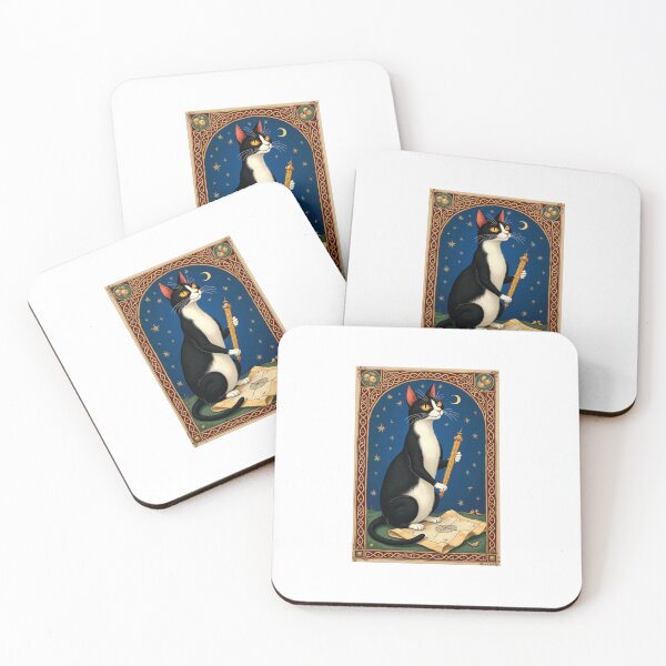 Item preview, Tuxedo Cat Cartographer Medieval Art designed and sold by PictorialWhimsy.