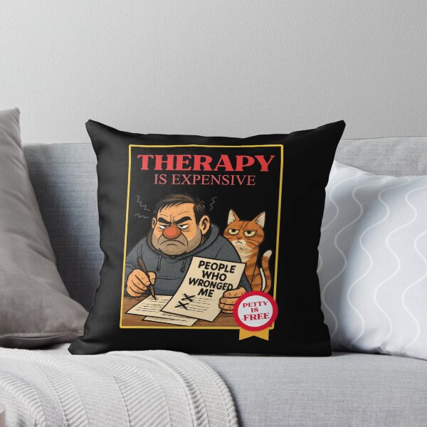 Item preview, Therapy Is Expensive Petty Is Free – Funny Cat & Grumpy Cartoon | Sarcastic Humor designed and sold by Cree8if.