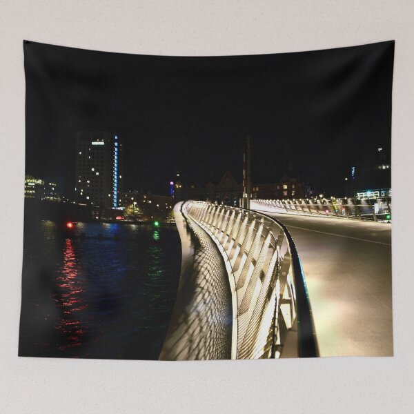 Item preview, Curved bridge at night – connection and path / Swiss Artwork Photography designed and sold by Raphael Wolf.